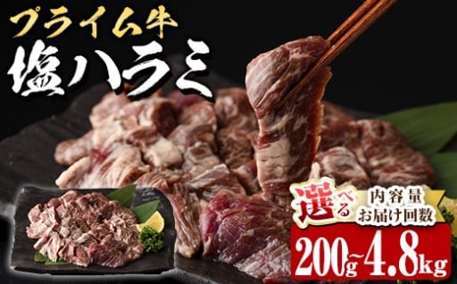 ＜内容量・お届け回数が選べる＞ プライム牛 塩ハラミ(計200g-4.8kg：1・3・6・12回)