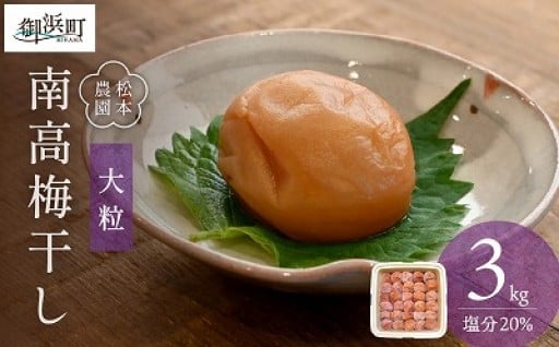 松本農園の大粒南高梅3キロ【大粒のみを厳選！伝統受け継ぐ完熟梅干し🔴】