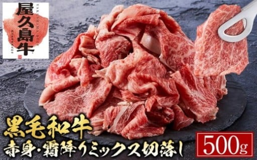 【屋久島牛】黒毛和牛赤身・霜降りミックス切落し 500g