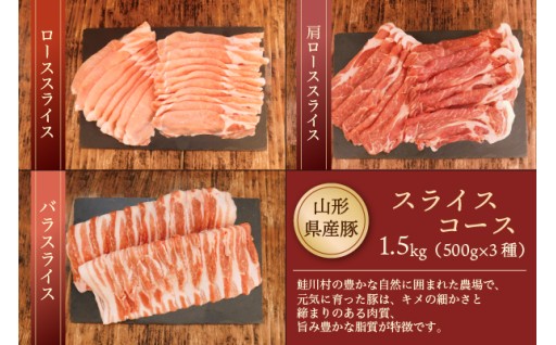 山形県産豚 スライスコース1.5kg（500g×3種）