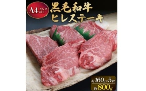 大和牛 ヒレステーキ用 160ｇ×5枚 （800ｇ）黒毛和牛