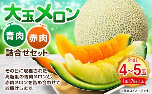大玉 メロン 青肉 赤肉 4～5玉 詰合せ セット （1玉 1.7kg以上）
