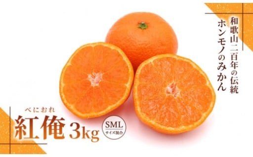 みかん『紅俺（べにおれ）』サイズSML混合 3kg ［糖度12度〜14度未満］
