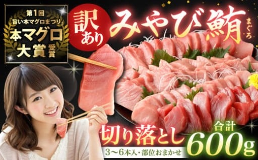 【訳あり】みやび鮪 規格外切り落とし (大トロ・中トロ・赤身) 部位おまかせ 計600g
