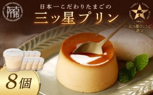 【五つ星ひょうご認定】日本一こだわりたまごの三ツ星プリン(125g×8個)