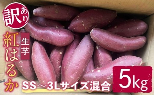 【訳あり】サツマイモ（紅はるか）　5kg　ss～3Lサイズ混合