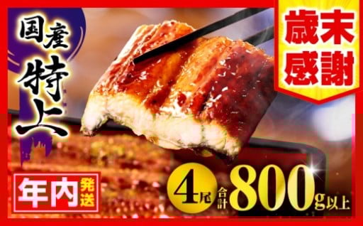 【宮崎県宮崎市】うなぎ蒲焼4尾 計800g以上