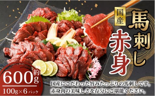 【フジチク】国産 馬刺し 赤身（600g） 約100g×6個