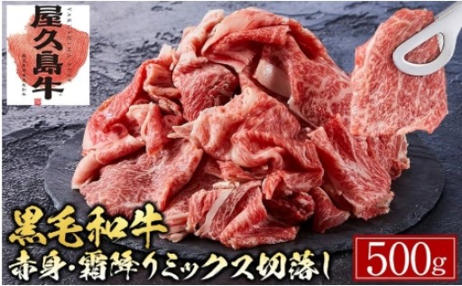 【屋久島牛】黒毛和牛赤身・霜降りミックス切落し 500g