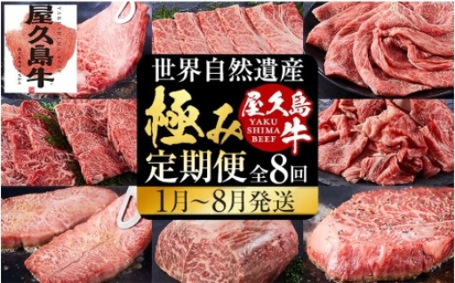 【定期便 全8回】【屋久島牛】世界自然遺産 全品堪能定期便＜1～8月発送＞