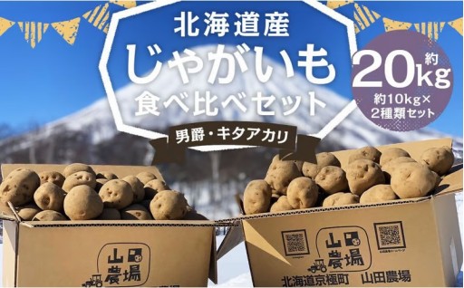 北海道産 じゃがいも 男爵 キタアカリ 食べ比べセット M～2Lサイズ混載 各約10kg 合計約20kg