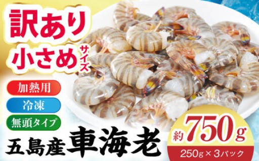 五島の豊かな海で育てられた無頭の冷凍車海老！