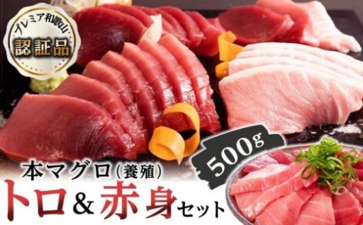 プレミア和歌山認証品 本マグロ（養殖）トロ＆赤身セット 500g