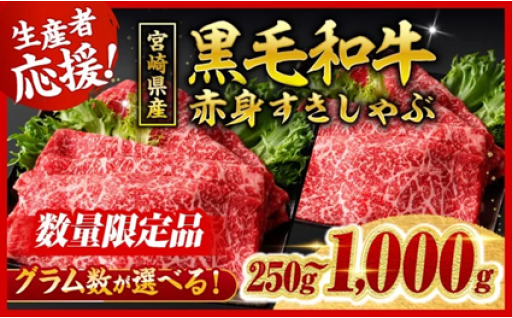 生産者応援！宮崎県産黒毛和牛赤身すきしゃぶ