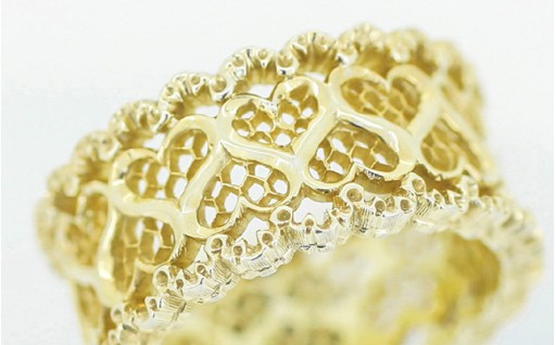 立体彫り×透かし ニドダーペリング 9号～20号 k18YG イエロー ゴールド 指輪 リング【受注生産】