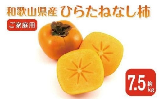 ［2026年10月上旬以降発送］◆先行予約◆ 和歌山県産 平核無柿＜ご家庭用＞約7.5kg