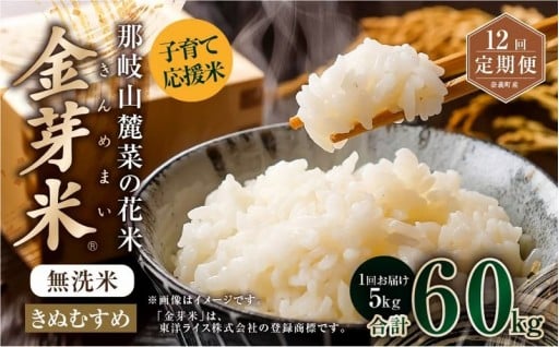 【 12回 定期便 】  那岐山麓菜の花米 金芽米 無洗米 きぬむすめ 5kg 合計 60kg 米 
