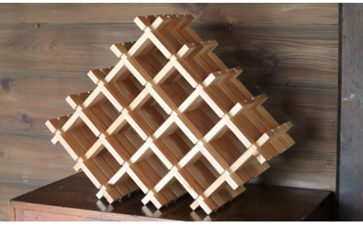 古殿町産の杉間伐材使用 組手什 ワインラック大