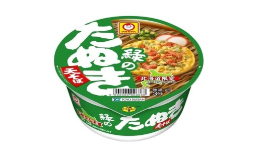 【2回定期便】マルちゃん「緑のたぬき天そば 北海道」12食入り 1ケース