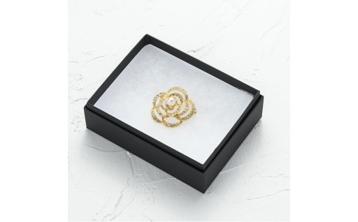 アコヤ真珠 ブローチ バラ (7mm珠)