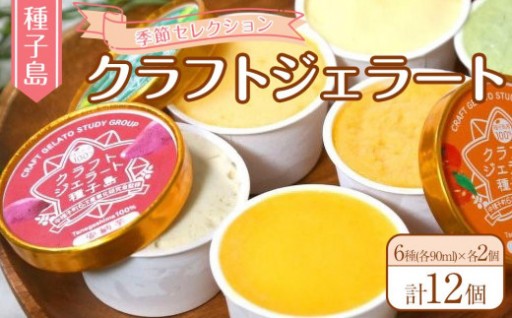 ＜季節セレクション＞クラフトジェラート種子島(計12個・6種(各90ml)×各2個)