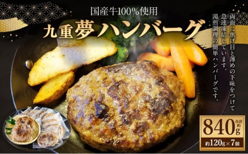 九重“夢” ハンバーグ 焦げ目付き 国産牛100％ 120g×7個
