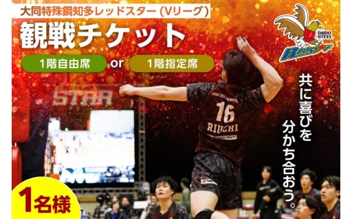 ✨🏐大同特殊鋼知多レッドスター🏐✨【席種と観戦日が選べる】バレーボール観戦チケット(1階席)1名分
