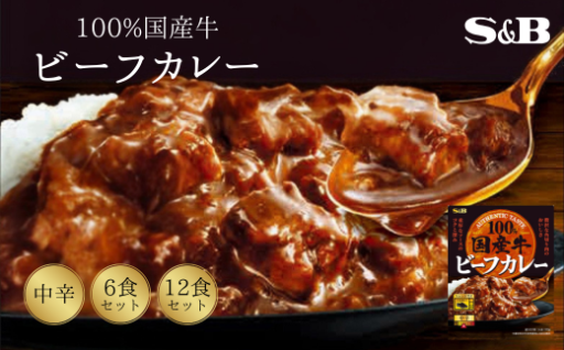 「S&B」国産牛ビーフカレー（中辛）170g×6個 or 12個