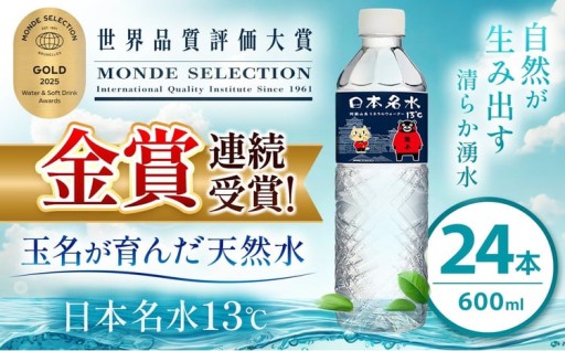 モンドセレクション 受賞 くまモン ラベル 天然水 日本 めいすい13℃ 600ml × 24本 