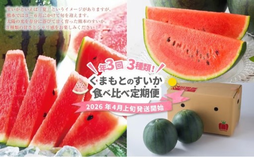 【年3回定期便】 くまもと の すいか 食べ比べ 定期便 【2026年4月上旬発送開始】