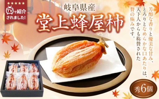 【TVで紹介】 《先行受付》 堂上蜂屋柿 秀 6個 入り