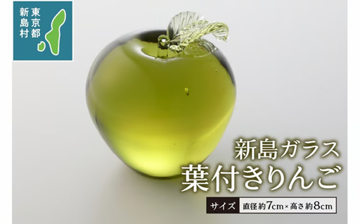 東京都新島産　新島ガラス　葉付きりんご