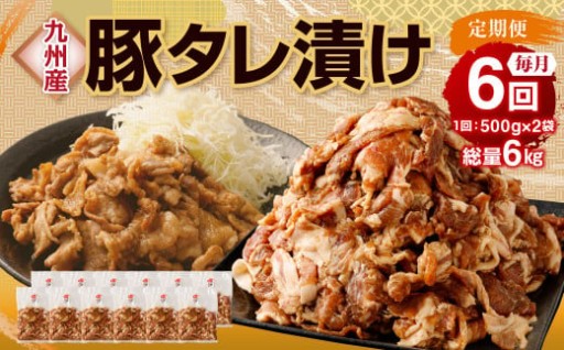 【6ヶ月定期便】 九州産豚 タレ漬け 合計1kg 500g×2袋 ×6回 総計6kg