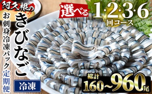 ＜配送回数が選べる！＞鹿児島県産！阿久根のきびなごお刺身セット(冷凍便・40尾×4P×1～6回)