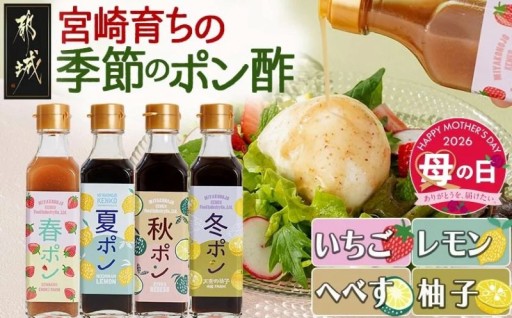 都城市より～【母の日】宮崎育ちの季節のポン酢≪いちご・レモン・へべす・柚子≫