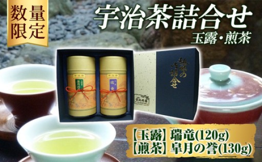 ＜数量限定＞宇治茶 玉露「瑞竜」・煎茶「皐月の誉」詰合せ(2種・各1)