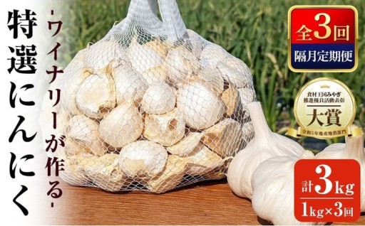 【全3回・隔月定期便】ワイナリーが作る特選にんにく 1kg×3回