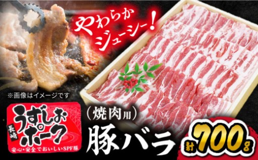 長崎うずしおポーク 豚バラ 焼肉 700g 訳あり ＜スーパーウエスト＞[CAG019] 