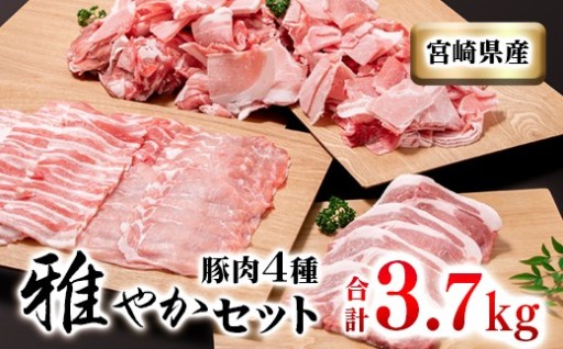 宮崎県産豚肉4種セット 合計 3.7kg 小分け