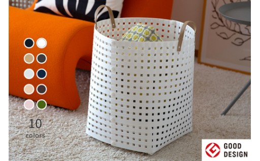 暮らしを豊かにするシンプルで美しいかご ハンドル付き L ホワイト  [AR002]