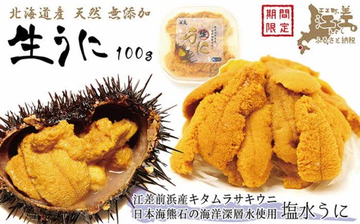 北海道 江差前浜産 生うに 100g