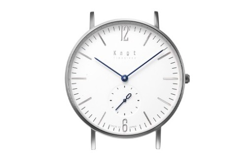 【株式会社Knot】 選べる！ ストラップカラー 8色 クラシックシリーズ スモールセコンド シルバー×ホワイト