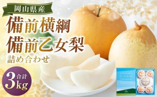 備前横綱 1玉（約1～1.4kg）・備前乙女梨 3～5玉 【2026年11月下旬～12月下旬発送予定】