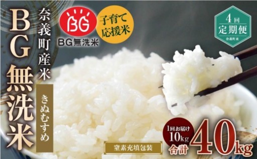 【4回定期便】 子育て応援米 奈義町産米 BG無洗米 きぬむすめ10kg