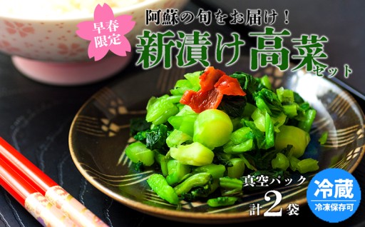阿蘇市のお礼の品>>>【早春限定】春を彩る 阿蘇の新漬け高菜200g×2パックセット