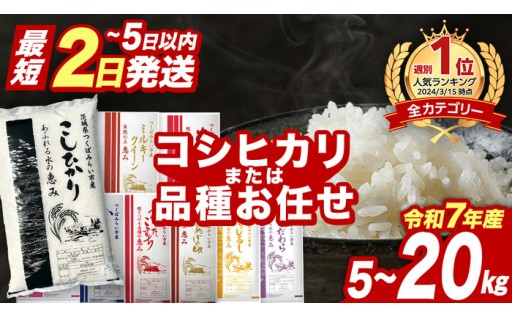 ＼ つくばみらい市のお米／ 選べる品種＆内容量!