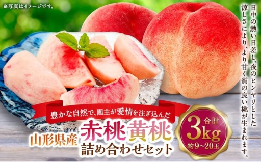 豊かな自然で、園主が愛情を注ぎ込んだ桃（赤桃・黄桃） 詰め合わせ 約3kg
