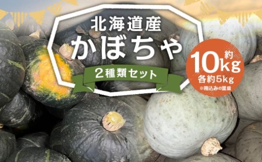 北海道産 かぼちゃ （ブラックのジョー） 約5kg ・ 北海道産かぼちゃ （雪化粧） 約5kgセット