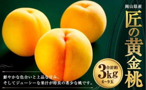 岡山県産 黄色い桃 匠の黄金桃 約3kg箱 6～9玉