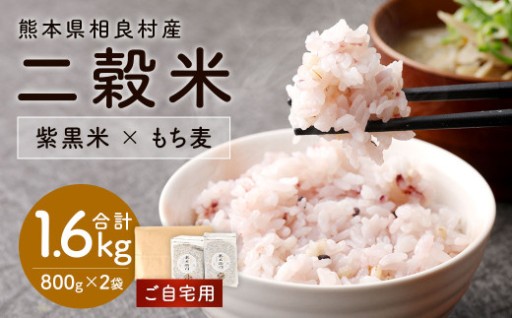 【ご自宅用】二穀米（紫黒米×もち麦）800g×2袋 セット 計1.6kg